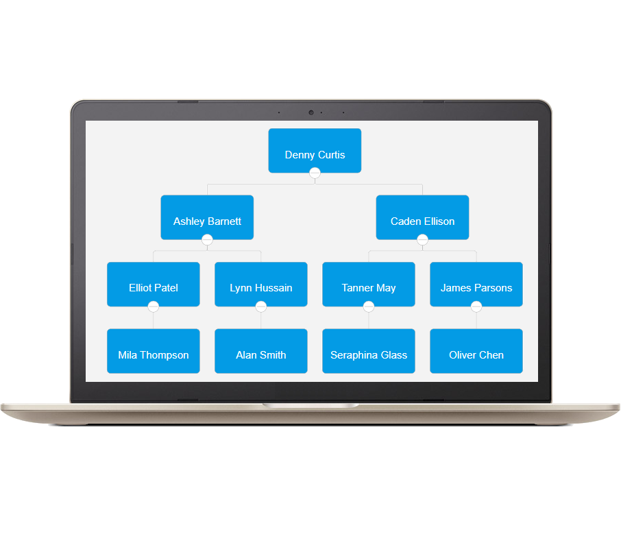 Organizational chart JavaScript on Laptop